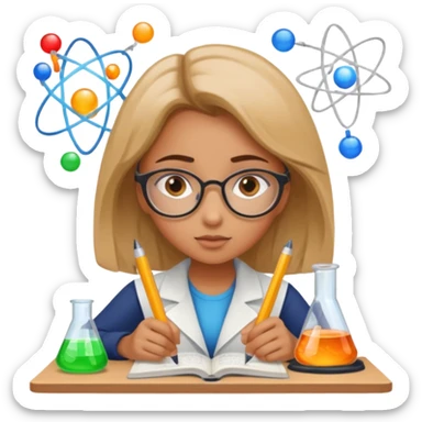 A girl studying physics  sticker