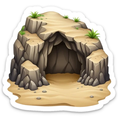 generate realistic detailed cave in 3d style with sand  sticker