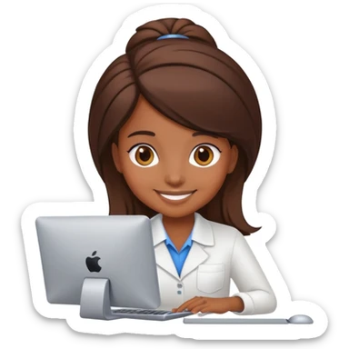 Girl programmer with computer sticker