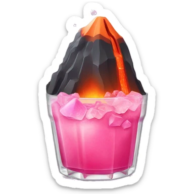 volcano but instead of lava coming out it is pink drink with ice cubes  sticker