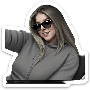 girl in car with sunglasses sticker