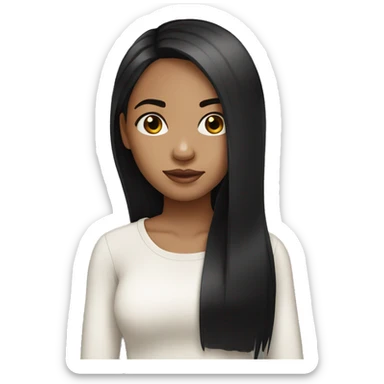 light skin girl with straight black hair  sticker