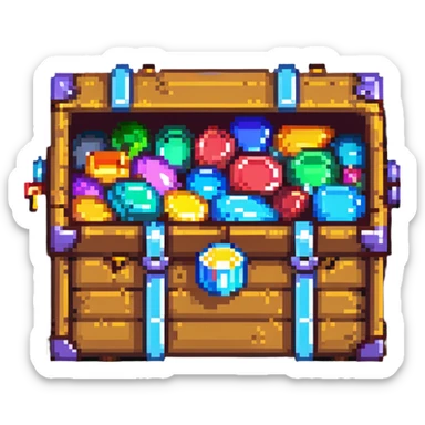 Premium treasure chest overflowing with pixel gems and special member flag sticker