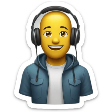Relieved emoji with headphones sticker