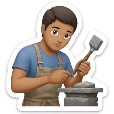 a sculptor during sculpting rock sticker
