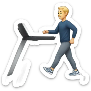 White Man with laptop walking on treadmill sticker