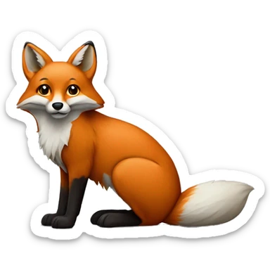 fox sitting against grey backdrop sticker