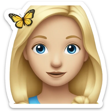 Blond girl blue eyes butterfly  sticker