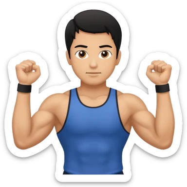 Man from backside with black hair gym back and hands holding something on both sides sticker