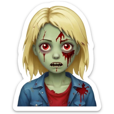 girl zombie with blonde hair sticker