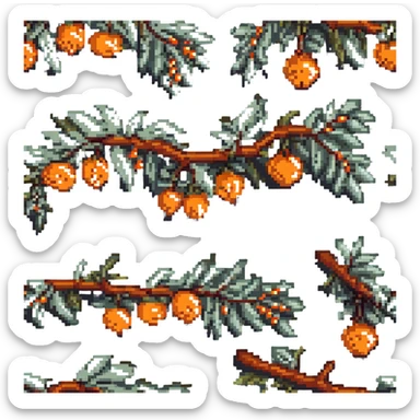 sea buckthorn branch with orange berries sticker