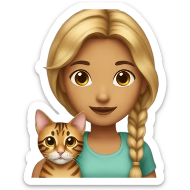 Girl with bengal cat sticker
