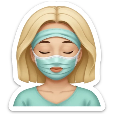Lady with face mask spa beauty full face relaxing sticker