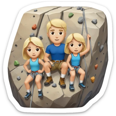 Scottish Blond man and american brunette woman fall in love and have children and rock climb sticker