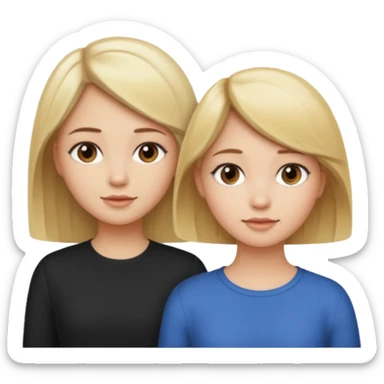 A girl with short blonde hair with girl with long brown hair sticker