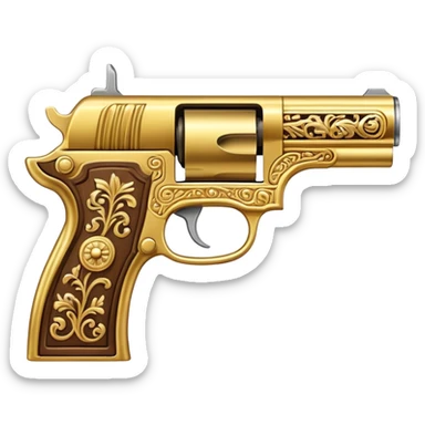 Pistol with gold-plated barrel sticker