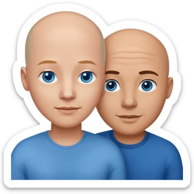 Bald white man blue eyes in love with Filipina woman sticker