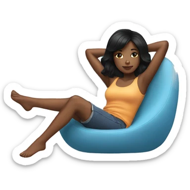 black hair girl relaxing sticker