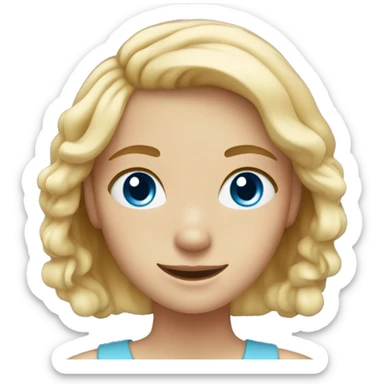 blonde girl with blue eyes and freckles smiling sticker