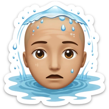 Tête qui se noit dans l’eau avec l’eau à la moitié du visage  sticker