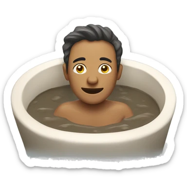 a man inside a mud bath in a bathtub spa sticker