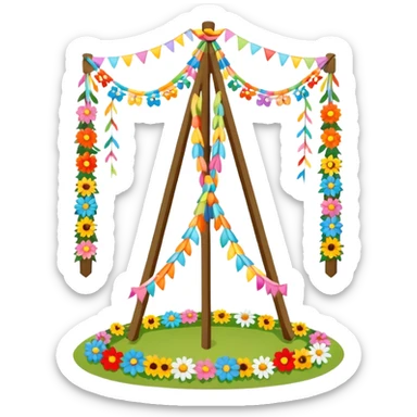 whimsical midsommarstång (maypole) with floral decorations sticker
