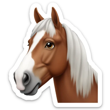 Chestnut Horse With a White blaze and a grey for on the nose sticker
