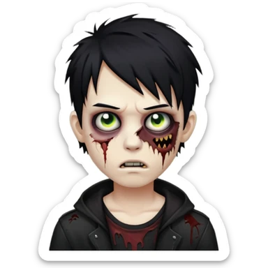 crie um menino zumbi emo sticker