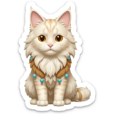 A 3D cartoon cream-white Maine Coon cat with thick fluffy fur, elegant posture, warm soft shadows, Memoji-style cinematic detail. full body or half body. sticker