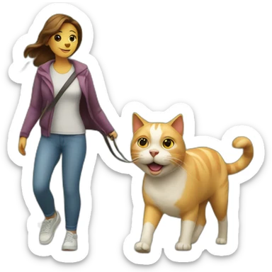 A cat walking with a dog with a personality in the park sticker