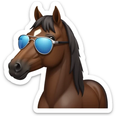 I need a dark bay horse emoji with sunglasses  sticker