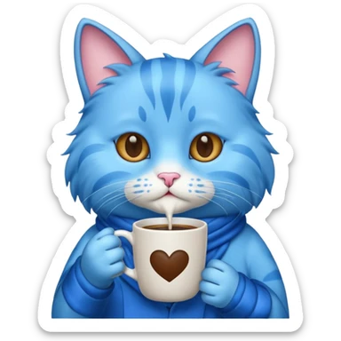 blue cat with coffee sticker