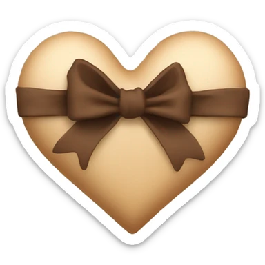 beige heart with a brown bow sticker