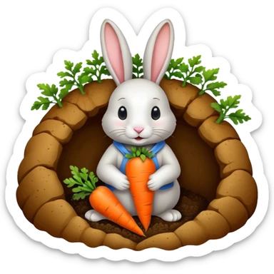 Rabbit burrow, carrot outside sticker