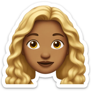 A woman with golden long hair, freckles on her face, and a plus-size build. sticker