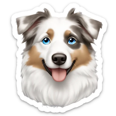 White with a little bit of beige australian shepherd with walleyed blue eyes  sticker