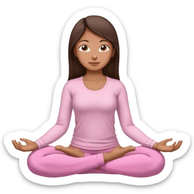 light brown girl with dark brown hairwith straight hairin baby pink yoga pants and full sleeve shirt meditating sticker