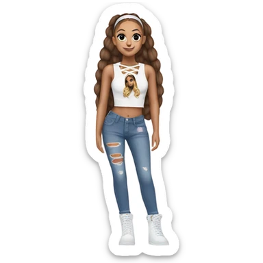 Ariana grande in a plush lace up croc top and short jeans  sticker