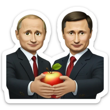 Zelensky and Putin ate a apple  sticker