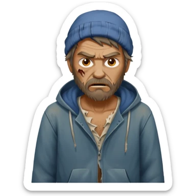generic homeless guy angry sticker