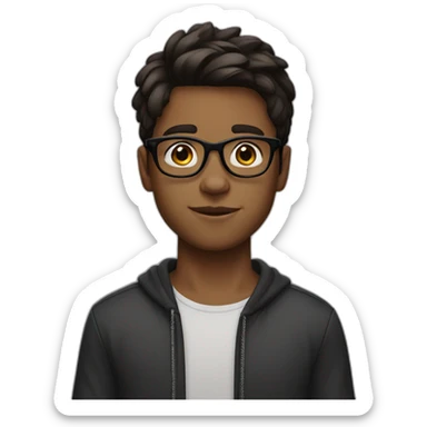 Boy with glasses and curwy dark brown medium length hair sticker