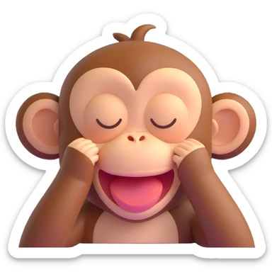laughing monkey with closed eyes sticker