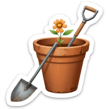 flower pot and shovel sticker