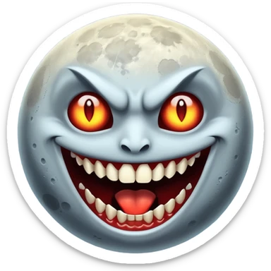 moon with vampire fangs sticker