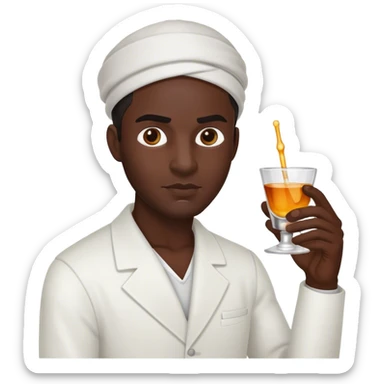 Dark Black Man holding a shot sticker