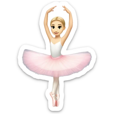 Full length Caucasian ballerina in a white tutu with pink pointe shoes in an arabesque pose sticker