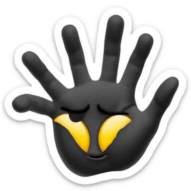 Un sol amarillo con una expresión relajada y un tercer ojo en la frente. Tiene brazos negros que se extienden como rayos, cada uno terminado en manos . Las manos están en diferentes poses: paz, apuntando, OK, saludando y otras señales gestuales variadas. sticker