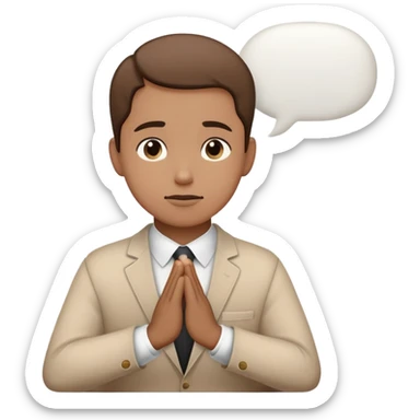 Person bowing politely with a small speech bubble that says thank you sticker