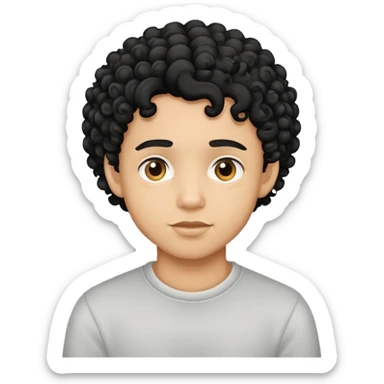 Light skin boy with curly black hair sticker
