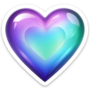 Gradient iridescent purple indigo blue cyan green crystal heart sticker